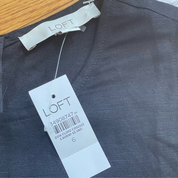 LOFT black linen jumpsuit romper wide leg pants belted Sz 6 - Picture 15 of 16